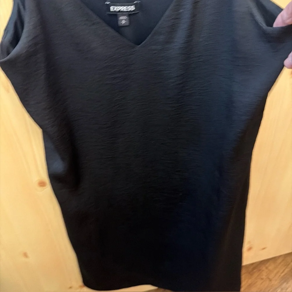 Express Black Sheath Dress Minimalist Simple Chic T Spaghetti Strap Loose Fit - Picture 6 of 11